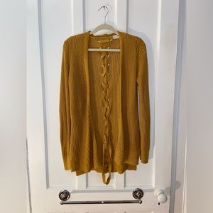 Pinque mustard yellow cardigan w detailed back